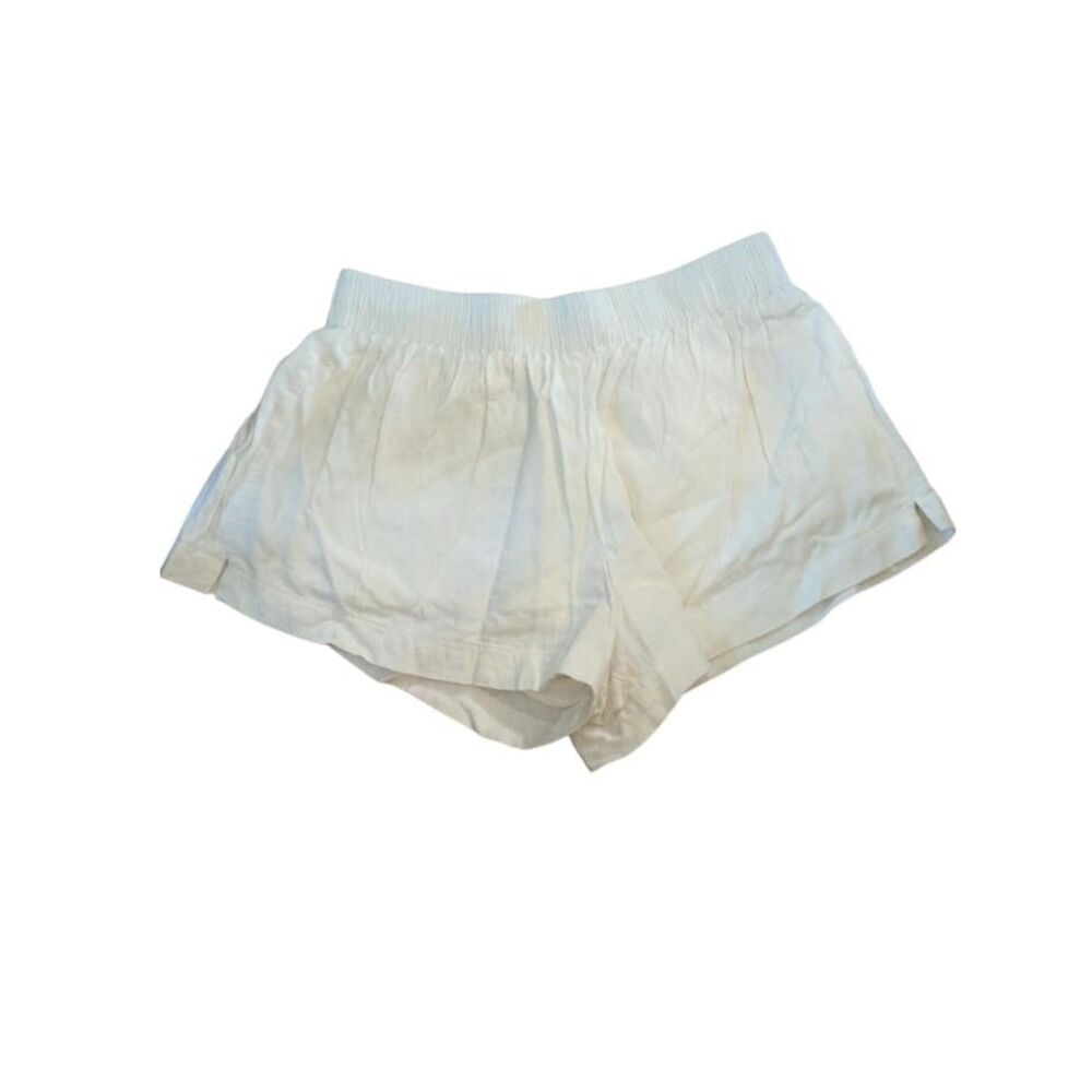 Princess Polly Dark Coquette White Linen Cotton Blend High Rise Shorts, US 4